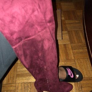 Wide Calf Thigh High Boots with Chuncky